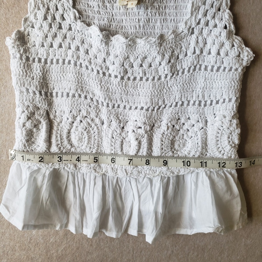 Granny Square Knit Tank Top Sz S Crochet Boho Hippie Cottagecore Festival - Picture 9 of 15